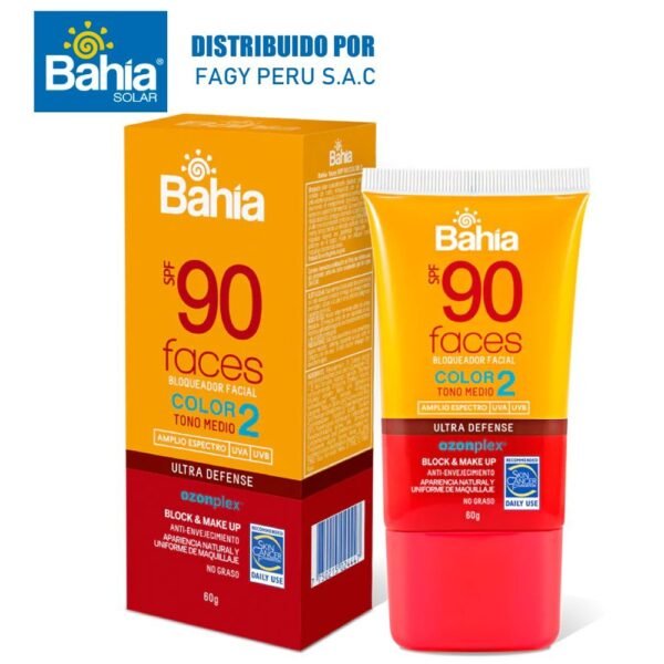 Bloqueador Bahía Faces Color 2 SPF90 60g.